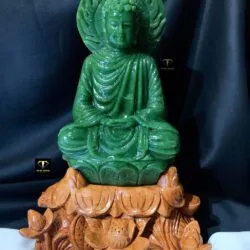 Tượng Phật Thích Ca ngọc bích Canada xanh lý, KT 26x15cm (chưa bao gồm đế)