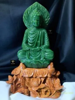 Tượng Phật Thích Ca ngọc bích Canada xanh lý, KT 26x15cm (chưa bao gồm đế) - Hình ảnh 3