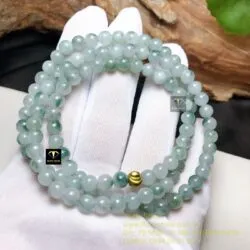 Chuỗi 108 hạt ngọc Cẩm thạch phiêu lam hoa 5,9 ly - Ảnh 2