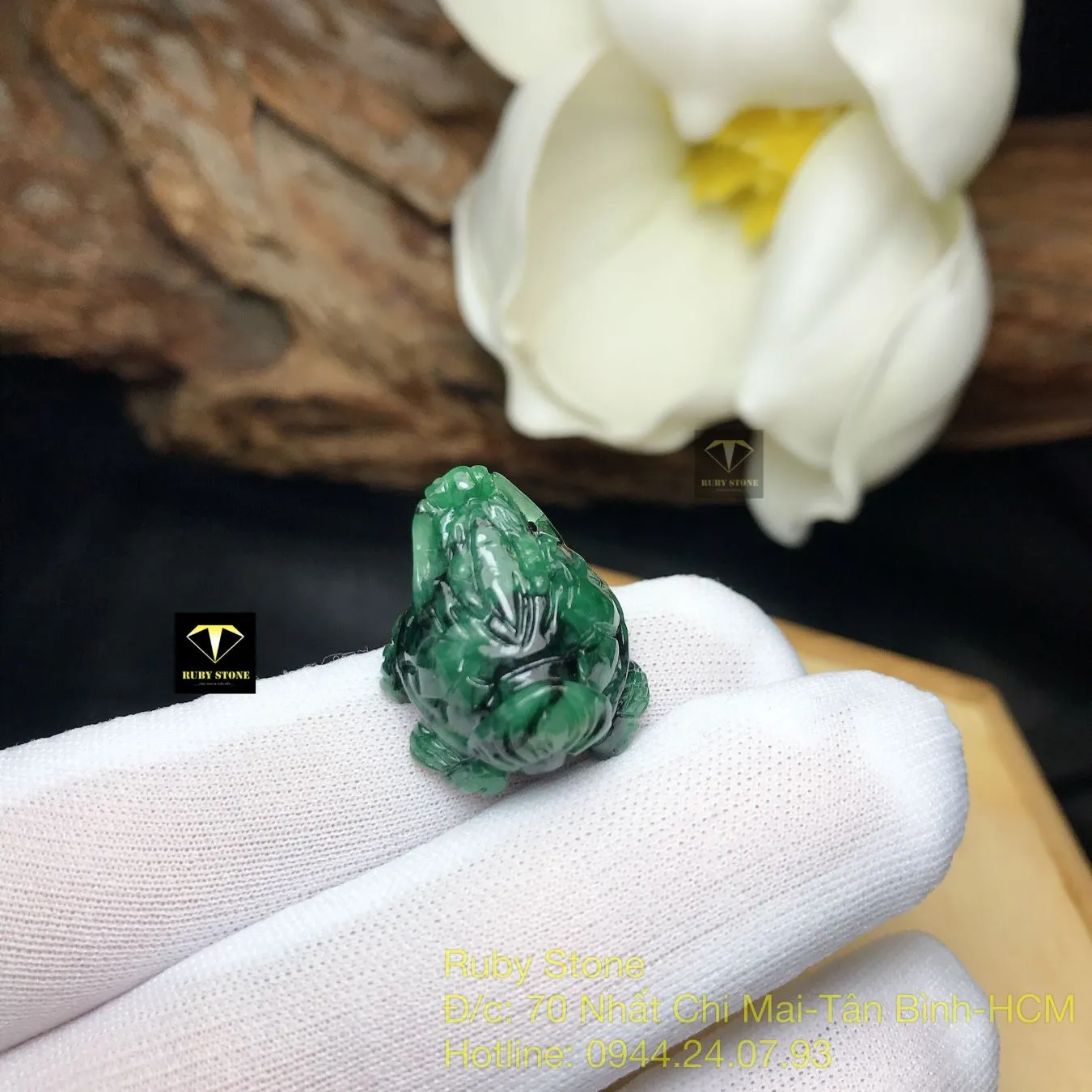 Long quy ngọc Cẩm thạch sơn thuỷ xanh lý, KT 18,5mm Long quy ngọc Cẩm thạch sơn thuỷ xanh lý, KT 18,5mm - Ảnh 3