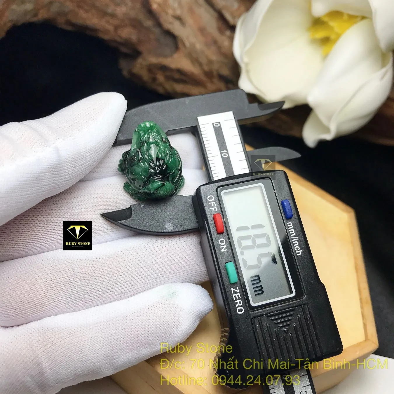 Long quy ngọc Cẩm thạch sơn thuỷ xanh lý, KT 18,5mm Long quy ngọc Cẩm thạch sơn thuỷ xanh lý, KT 18,5mm - Ảnh 2