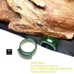 Nhẫn cặp yên ngựa Ngọc bích xanh lý đậm