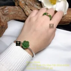 Vòng tay Pandora bạc mix charm hoa sen ngọc bích Canada - Hình ảnh 4