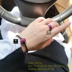 Bộ sản phẩm vòng tay và nhẫn bạc charm Ruby Nam Phi mài giác - Ảnh 3