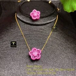 Bộ sản phẩm mặt dây chuyền và vòng tay hoa sen Ruby Nam Phi - Ảnh 5