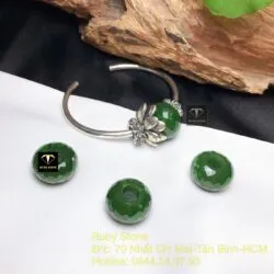 Kiềng bạc mix charm Ngọc bích mài giác - Hình ảnh 2