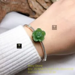 Vòng tay Pandora bạc mix charm hoa sen ngọc bích Canada