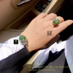 Bộ sản phẩm vòng và nhẫn charm Ngọc bích mài giác - Ảnh 4