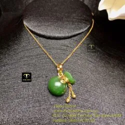 Mặt dây chuyền túi tiền Ngọc bích, vàng 18k - Hình ảnh 2
