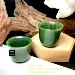 Ly (chén) trà Ngọc bích xanh lá, KT 44x49x5mm - Hình ảnh 9