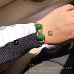 Bộ sản phẩm vòng và nhẫn bạc mix charm Ngọc bích mài giác - Ảnh 7