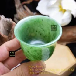 Ly (chén) trà Ngọc bích xanh lá, KT 44x49x5mm - Hình ảnh 5