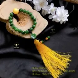 Tràng hạt Phật Giáo ngọc bích Canada 10 ly, mix Hổ Phách mật lạp 16 ly