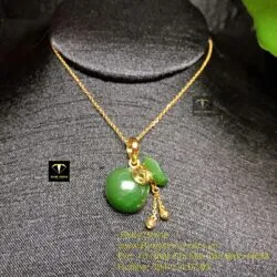 Mặt dây chuyền túi tiền Ngọc bích, vàng 18k - Hình ảnh 3