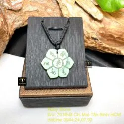 Mặt dây chuyền Lục Tự Đại Minh Chân Ngôn liên hoa, mặt sau khắc chữ “Om”, KT 30mm - Hình ảnh 11