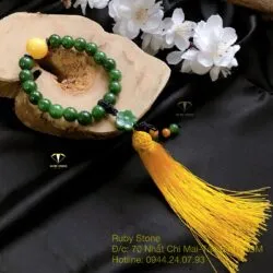 Tràng hạt Phật Giáo ngọc bích Canada 10 ly, mix Hổ Phách mật lạp 16 ly