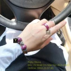 Vòng bạc mix charm Ruby Nam Phi mài giác - Ảnh 3