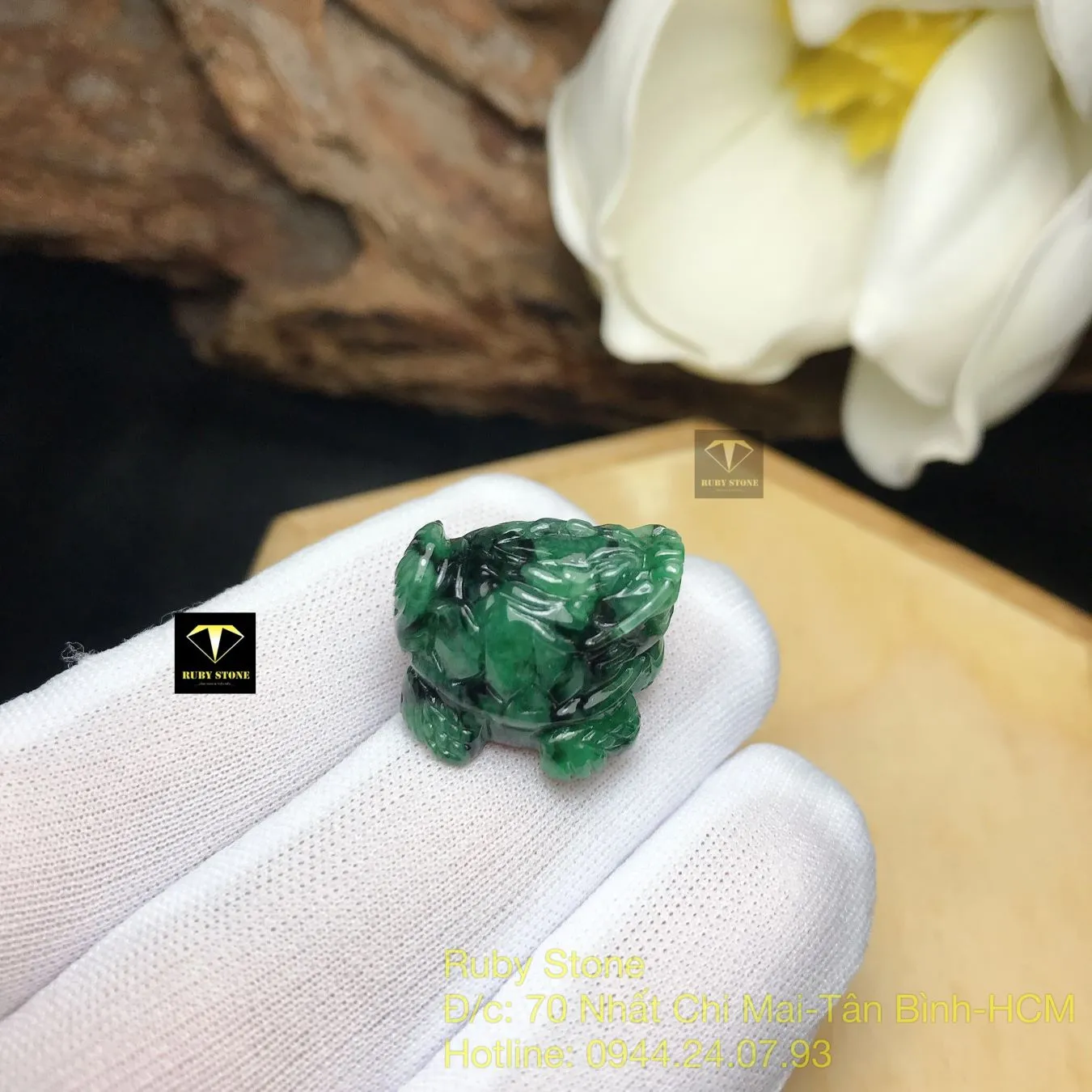 Long quy ngọc Cẩm thạch sơn thuỷ xanh lý, KT 18,5mm Long quy ngọc Cẩm thạch sơn thuỷ xanh lý, KT 18,5mm - Ảnh 5