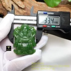 Thần tài ngọc bích Canada xanh lý tạc tay, kích thước 45mm - Hình ảnh 2