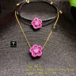 Bộ sản phẩm mặt dây chuyền và vòng tay hoa sen Ruby Nam Phi - Ảnh 7