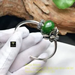 Kiềng bạc mix charm Ngọc bích mài giác - Hình ảnh 4