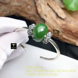 Kiềng bạc mix charm Ngọc bích mài giác chặn hoa hồng - Hình ảnh 3