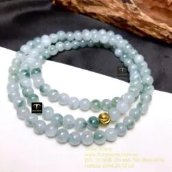Chuỗi 108 hạt ngọc Cẩm thạch phiêu lam hoa 5,9 ly - Ảnh 3