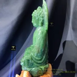 Tượng Phật Thích Ca ngọc bích Canada xanh lý, KT 26x15cm (chưa bao gồm đế) - Hình ảnh 6