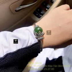 Bộ sản phẩm vòng và nhẫn charm Ngọc bích mài giác - Ảnh 3