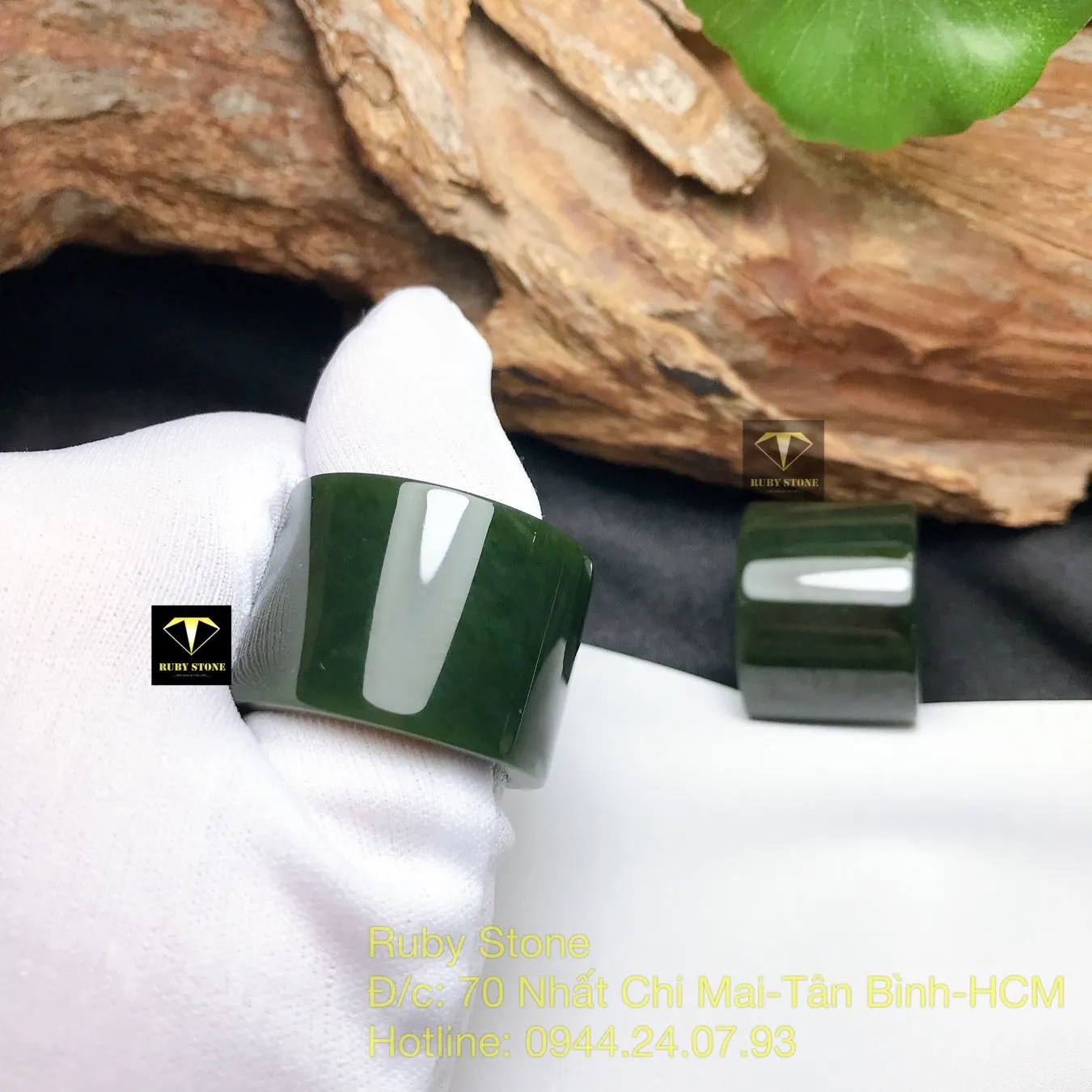 Nhẫn càn long Ngọc bích xanh đậm, bản 20mm Nhẫn càn long Ngọc bích xanh đậm, bản 20mm