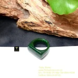 Nhẫn yên ngựa ngọc bích Canada xanh đậm bông lý Nhẫn yên ngựa ngọc bích Canada xanh đậm bông lý
