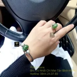Bộ sản phẩm vòng tay và nhẫn bạc mix charm Ngọc bích xanh lá - Ảnh 7