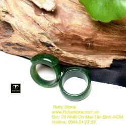 Nhẫn cặp yên ngựa Ngọc bích xanh lý đậm