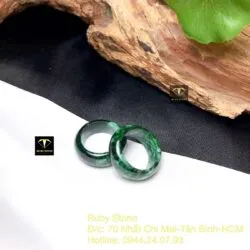 Nhẫn cặp ngọc Cẩm thạch sơn thuỷ A xanh lý 8 ly - Ảnh 7
