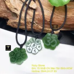 Mặt dây chuyền Lục Tự Đại Minh Chân Ngôn liên hoa, mặt sau khắc chữ “Om”, KT 30mm - Hình ảnh 2