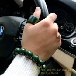 Vòng chuỗi Ngọc bích xanh đậm VIP 15 ly - Hình ảnh 2