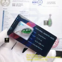 Mặt dây chuyền trái đậu Phỉ thuý xanh táo, vàng trắng 18k (750) Mặt dây chuyền trái đậu Phỉ thuý xanh táo, vàng trắng 18k (750)