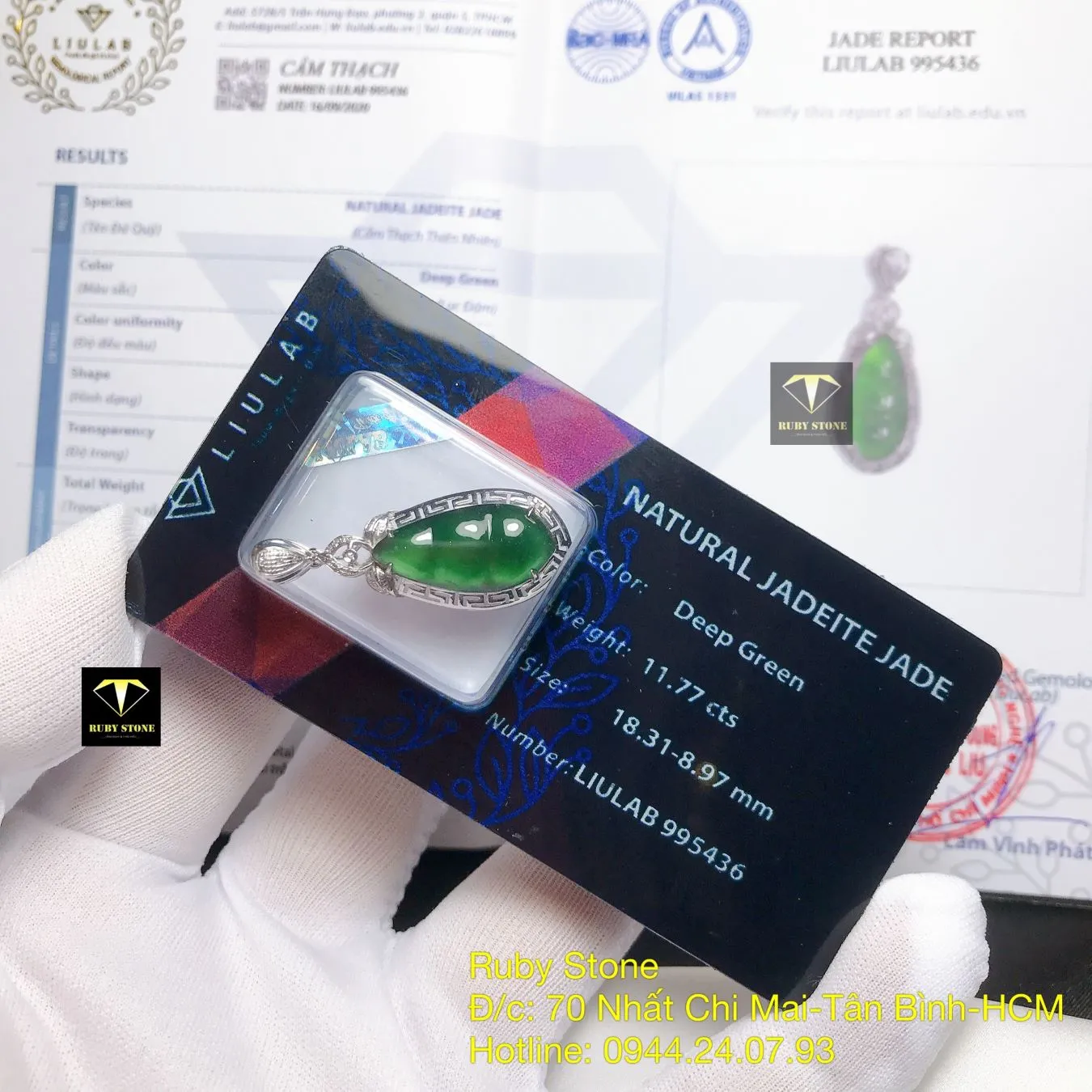 Mặt dây chuyền trái đậu Phỉ thuý xanh táo, vàng trắng 18k (750) Mặt dây chuyền trái đậu Phỉ thuý xanh táo, vàng trắng 18k (750) - Ảnh 3