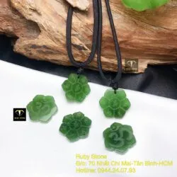 Mặt dây chuyền Ngọc bích khắc Lục tự đại minh chân ngôn, KT 18mm