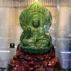 Tượng Phật Quan Thế Âm Bồ Tát ngọc bích Canada, KT 21x13cm (Chưa bao gồm đế gỗ)
