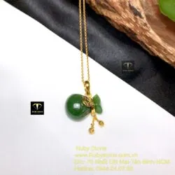 Mặt dây chuyền túi tiền Ngọc bích, vàng 18k - Hình ảnh 6
