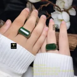 Nhẫn cặp yên ngựa Ngọc bích xanh lý đậm - Ảnh 4