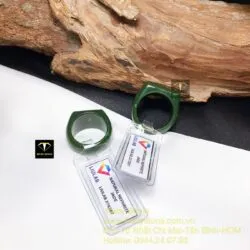 Nhẫn cặp yên ngựa Ngọc bích xanh lý đậm - Ảnh 3