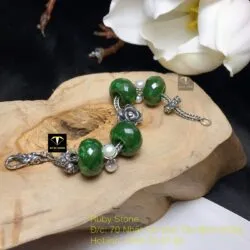Vòng bạc mix charm ngọc bích xanh lá mài giác - Ảnh 3