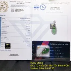 Mặt dây chuyền trái đậu Phỉ thuý xanh táo, vàng trắng 18k (750) Mặt dây chuyền trái đậu Phỉ thuý xanh táo, vàng trắng 18k (750)