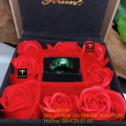 Nhẫn ngọc cẩm thạch sơn thuỷ xanh lý táo 8 ly - Ảnh 2
