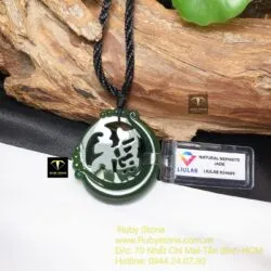 Mặt dây chuyền chữ Phúc ngọc bích, kích thước 42mm - Ảnh 3