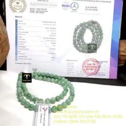 Chuỗi cổ ngọc cẩm thạch đậu lý 61 hạt