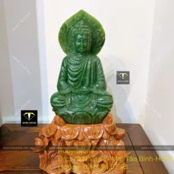 Tượng Phật Thích Ca ngọc bích Canada xanh lý, KT 26x15cm (chưa bao gồm đế) - Hình ảnh 10