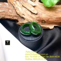 Nhẫn cặp yên ngựa Ngọc bích xanh lý đậm